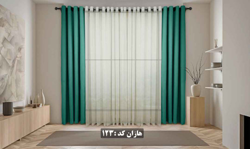 پرده آماده هازان کد ۱۲۳ - رنگ آبی کله غازی روشن